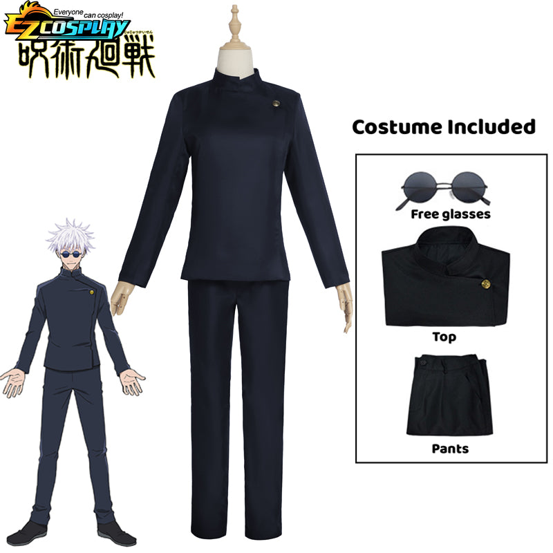 Gojo Satoru Cosplay Uniform Jujutsu Kaisen Gojo Satoru Cosplay Costume High School Uniform Wig Suit Halloween Costumes for Men