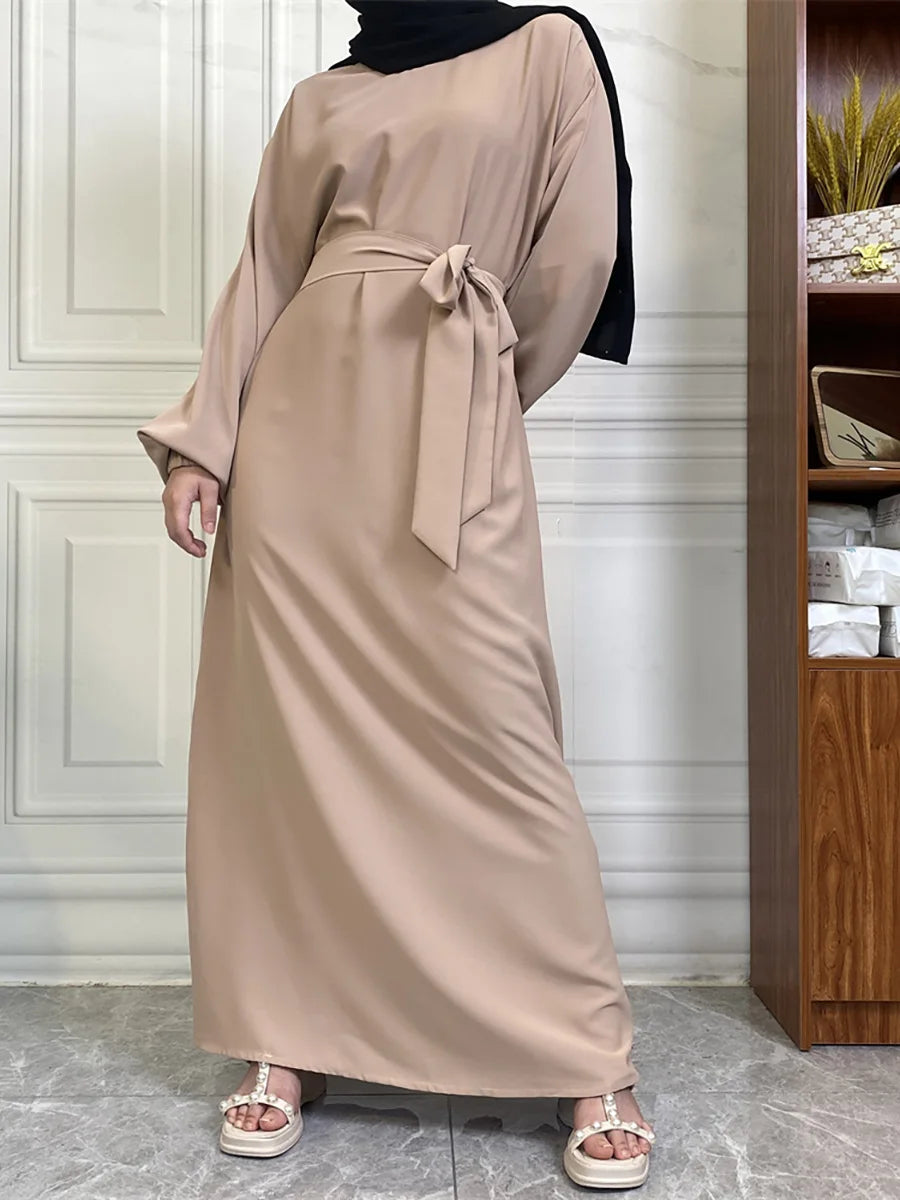 Hot Selle Simple Style Moroccan Dresses Kaftan Turkey Solid Color Gulf Abayas Islamic Women Long Dress Muslim Saudi Robe Ramadan