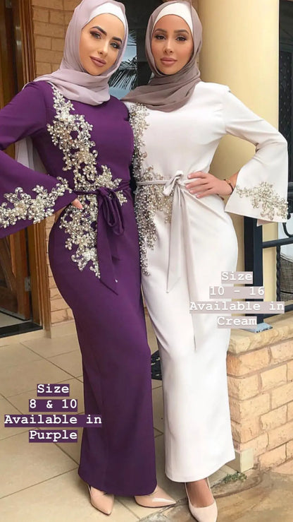 Embroidery Abaya Dubai Turkey Muslim Dress Evening Wedding Dress Kaftan Islamic Clothing Indian Dress Women Robe