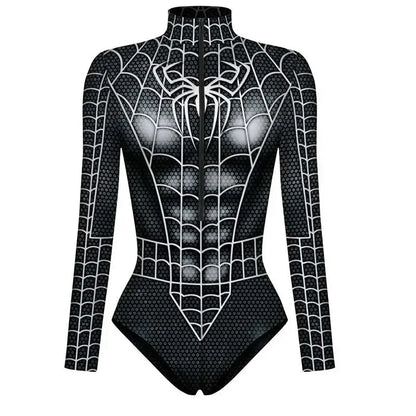 Spiderman Captain Superhero Swimsuit for Women Men 3D Print Long Sleeve Swim Bodysuit Cosplay Jumpsuit Halloween Carnival Outfit