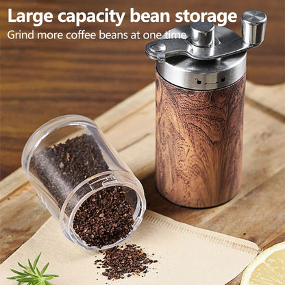 Portable Stainless Steel Manual Coffee Grinder Wood Grain Hand Coffee Bean Mill Espresso Coffee Maker with Ceramic Burrs