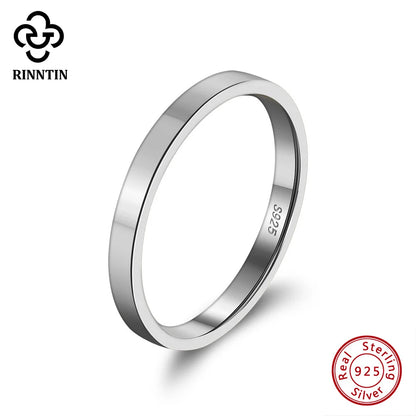 Rinntin 925 Sterling Silver 1mm 2mm 3mm Simple Wedding Statement Band Rings for Women Anniversary Stacking Finger Jewelry APR33