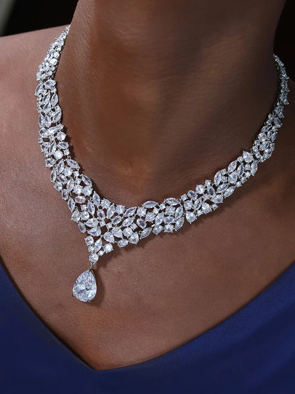 Luxury Bridal Jewelry Sets, Brilliant Cubic Zirconia, Wedding Necklace