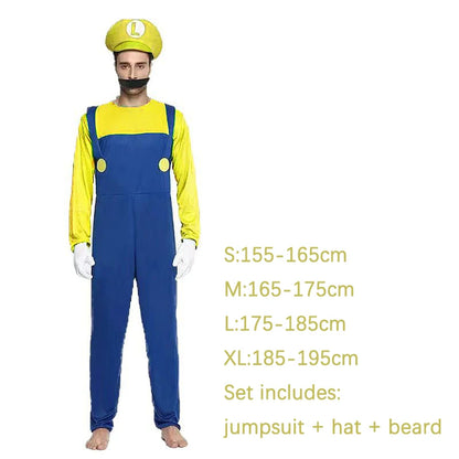 Game Anime Cosplay Halloween Costumes Funny Super Brother Bros Children Fantasia Cosplay Jumpsuit Xmas Carnival Adult Woman Suit