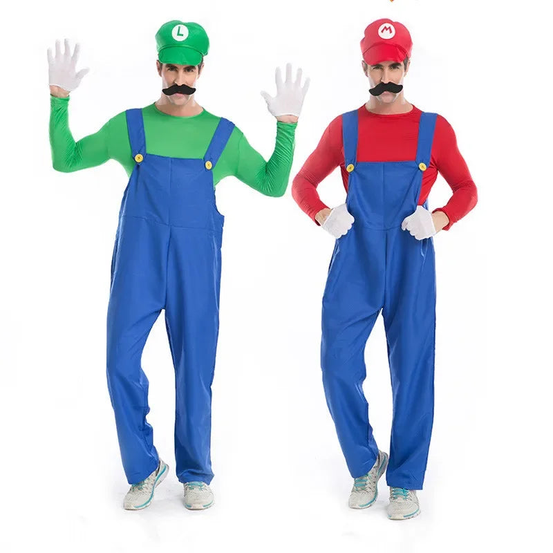 Halloween Carnival Adult Men Funny Super game Cosplay Costume Luigi Bros Plumber Christmas Fancy Dress