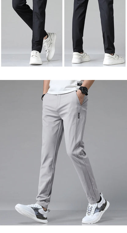 Men's Ultra-Thin Stretch Slim Straight Casual Pants, High-Quality and Breathable Golf Sports Trousers for Spring and Summer