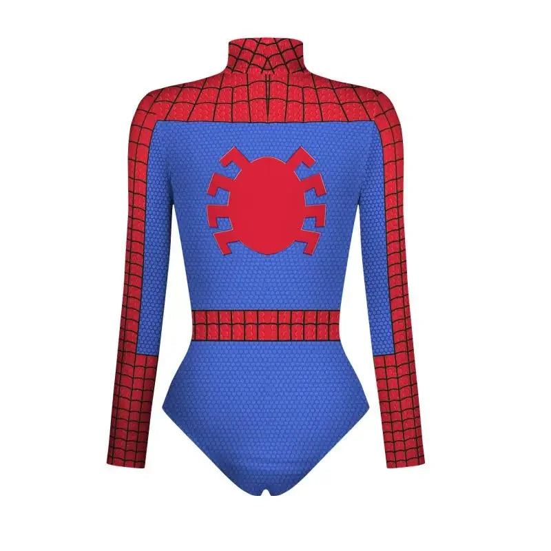 Spiderman Captain Superhero Swimsuit for Women Men 3D Print Long Sleeve Swim Bodysuit Cosplay Jumpsuit Halloween Carnival Outfit