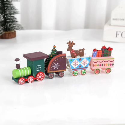 Christmas Wooden Train Merry Christmas Decorations for Home Xmas Tree Ornament Kids Gift Happy New Year