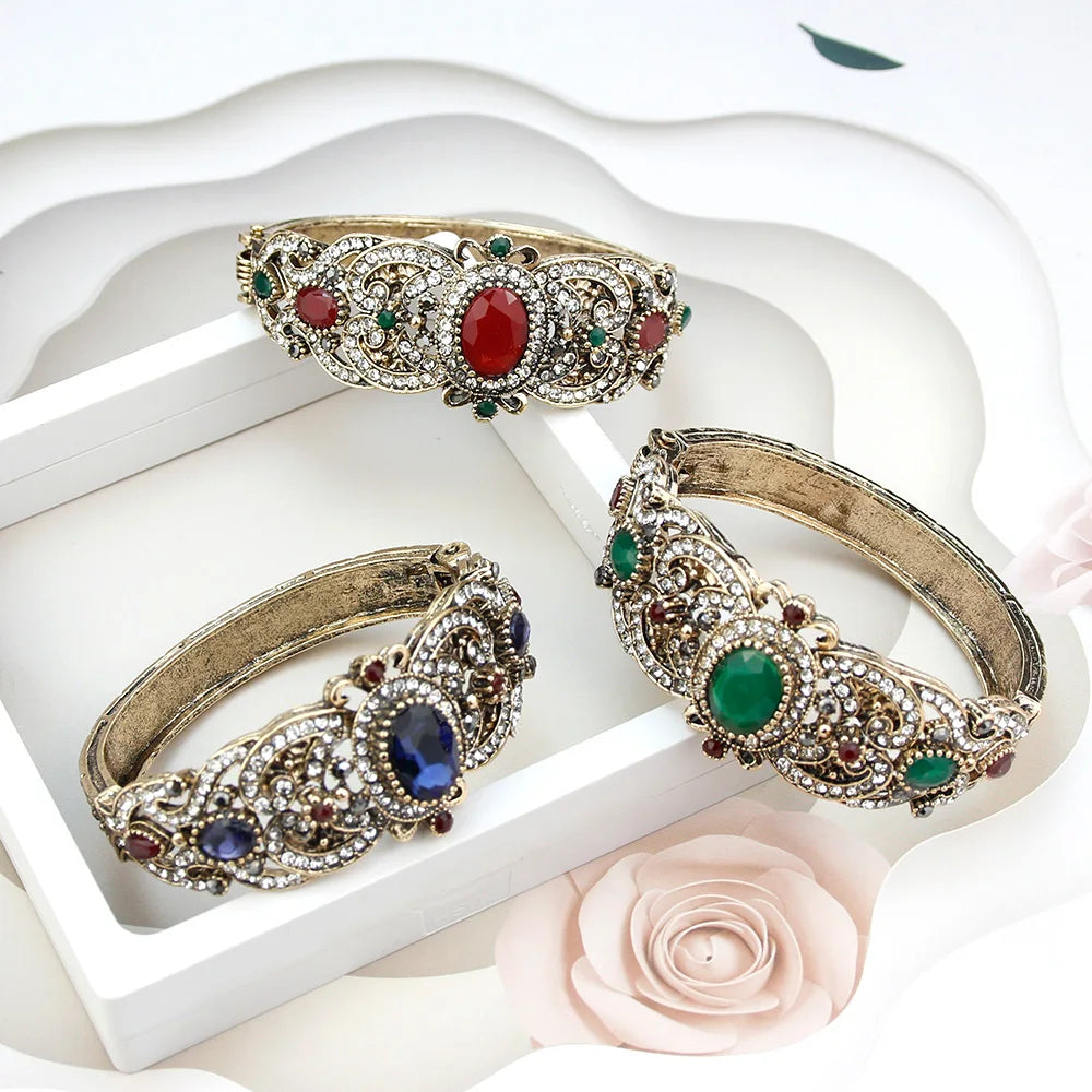 Sunspicems Indian Women Flower Jewelry Sets Resin Bangle Bracelet Earring Sets Turkish Hook Dangle Earrings Bride Bracelet Gift