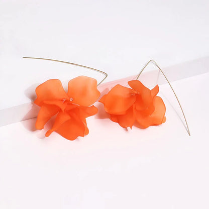 Multicolored Fashion Resin Flower Long Drop Earrings - 2022 Bohemia Handmade Petal Dangle Earrings