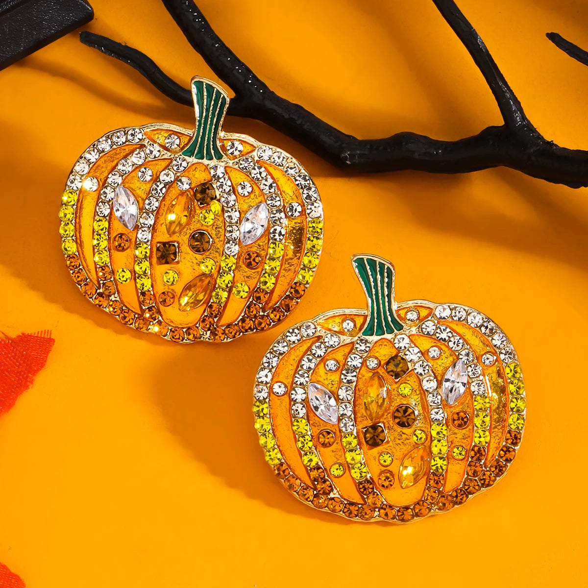 Thanksgiving Day Elegant Rhinestone Pumpkin Earrings,Elegant Festival Party Banquet Holiday Women Accessories