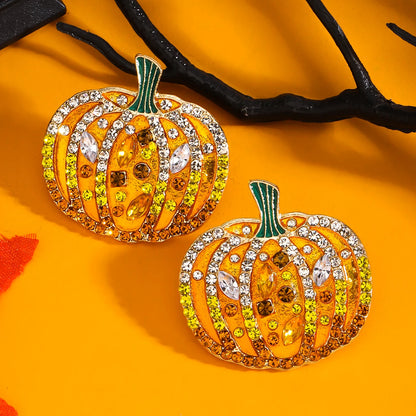 Thanksgiving Day Elegant Rhinestone Pumpkin Earrings,Elegant Festival Party Banquet Holiday Women Accessories