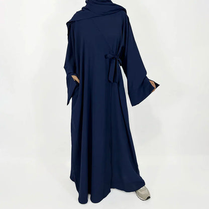 New Side Wrap Abaya with Hijab Side Pockets Manufacturer Wholesale High Quality Muslim Women Dubai Luxury Islamic Dress