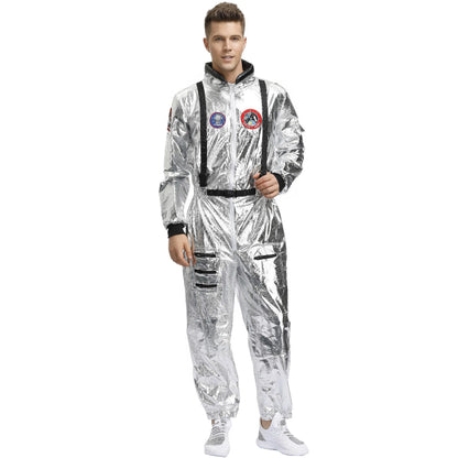 Halloween Christmas Silver Spaceman Men Women Space Suit Adult Children Astronaut Costume Family Party Dress Up Birthday Gift