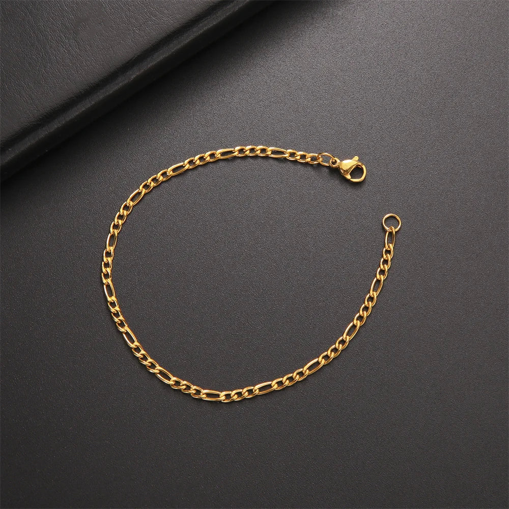 Fashion Cuban Chain Men Bracelet Stainless Steel 3/5/7/9mm Width Chain Bracelets Figaro Chain Boy Wrist Jewelry Couple