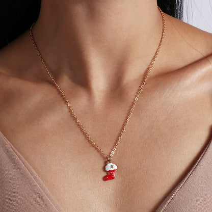 Cute Christmas Necklaces Enamel Bell Snowman Tree Deer Santa Gifts Necklace for Women Men Christmas Party Jewelry Gifts