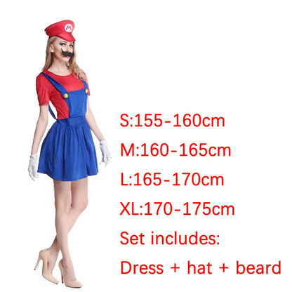 Game Anime Cosplay Halloween Costumes Funny Super Brother Bros Children Fantasia Cosplay Jumpsuit Xmas Carnival Adult Woman Suit