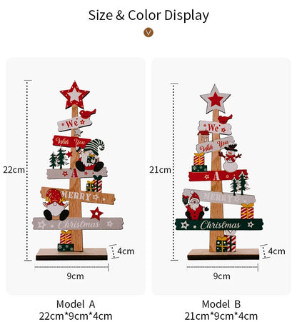 Desktop Christmas Tree Santa Claus DIY Decoration Wooden Christmas Signs Plaque Xmas Decoration 2024 New Years Party Gifts