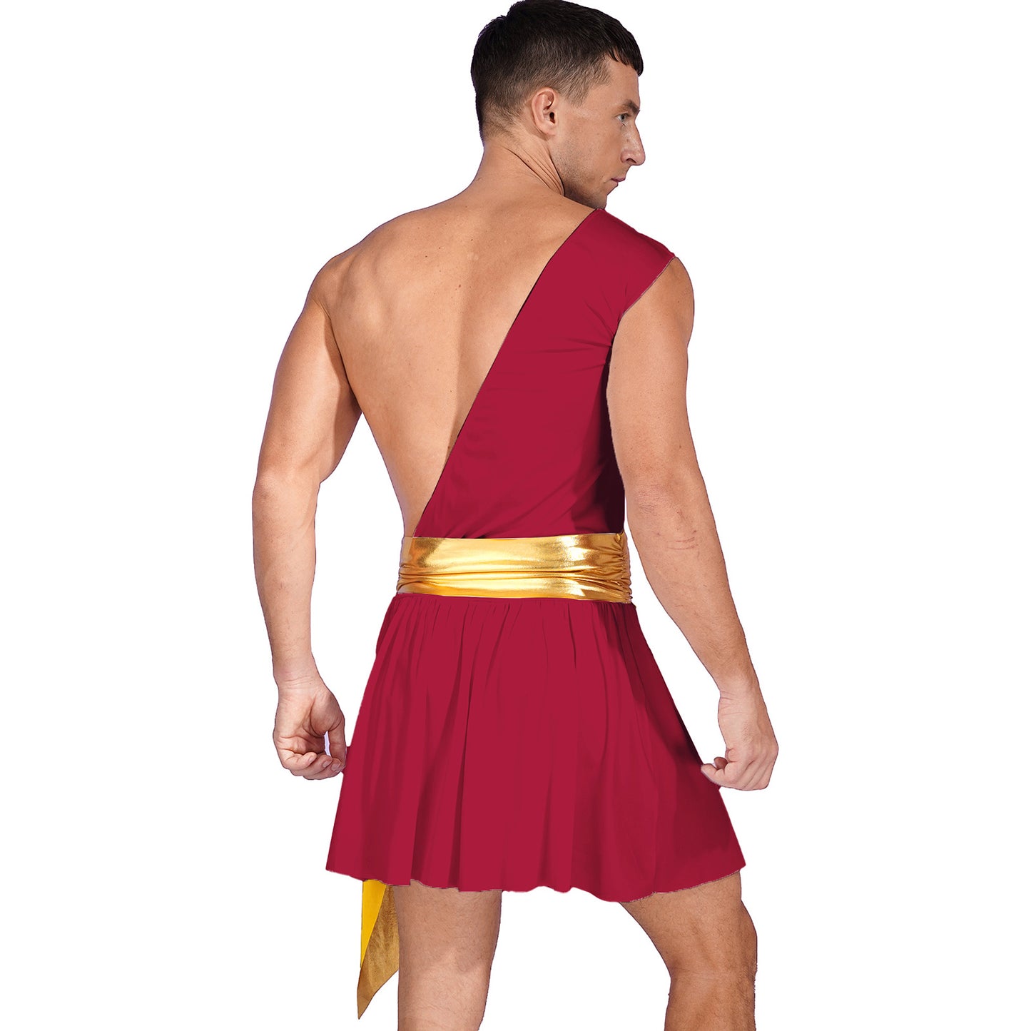 Men's Ancient Greek God Halloween Party Costume Cosplay One Shoulder Strap Skirts Knight Warrior Theatrical Performance Outfit