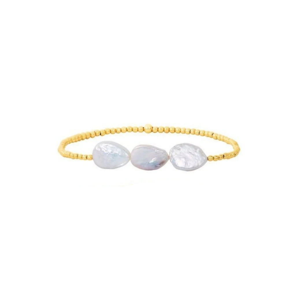 Natural Pearl Bracelet Set Luxury Jewelry Gift 18 K Gold Plated Beads Bracelets for Women Pulseras Gold Jewellery