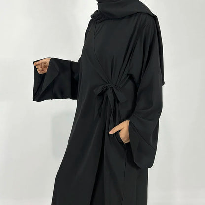 New Side Wrap Abaya with Hijab Side Pockets Manufacturer Wholesale High Quality Muslim Women Dubai Luxury Islamic Dress