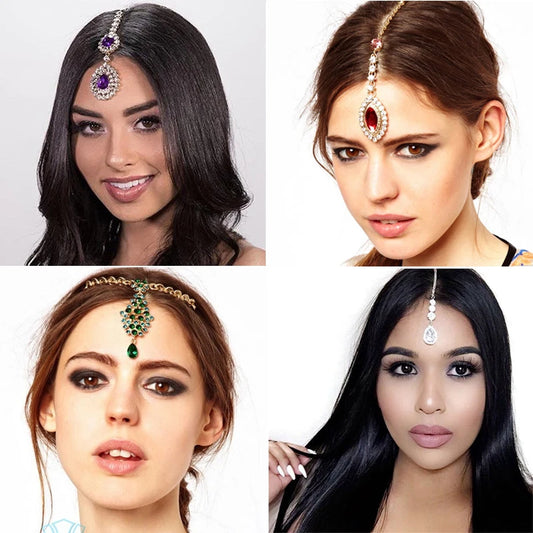 Bohomia Indian Fashion FringeHead Tiara Hair Accessories Women Girl Rhinestone Forehead Headband Trend Head Chain Eyebrow Drop