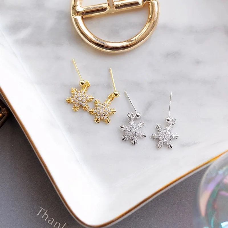 New Red Bow Knot Snowflakes Drop Earring for Women Christmas Santa Claus Snowman Earrings Girls Xmas Jewelry Gifts