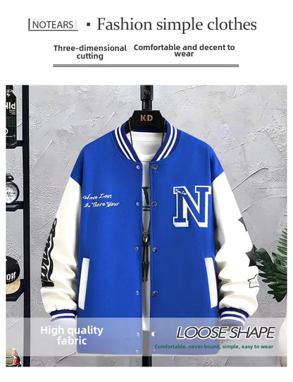 Loose-fit Men's Baseball Jacket American Style Couple Costume Autumn/winter For Men Trendy Brand Casual Scene Top