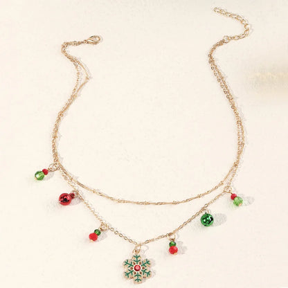 Delicate Colorful Bells Crystal Christmas Tree Pendant Necklace For Women Men Fashion Xmas Clavicle Collier Party Gift Jewelry