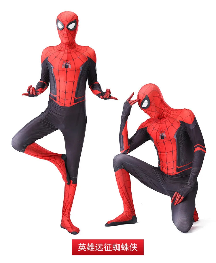 High Quality Superhero Spidermans Costume Bodysuit For Kids Adult Spandex Zentai Halloween Party Cosplay Jumpsuit 3D Style