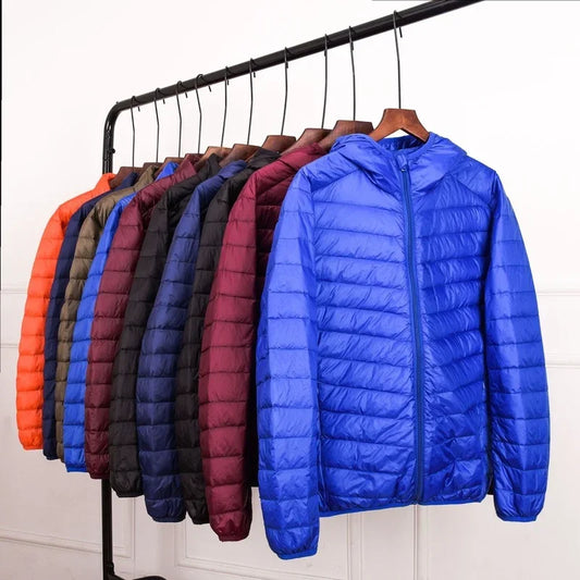 Plus Size 7XL Men Puffer Jacket Autumn Spring Ultra Lightweight Packable Down Jacket Water and Wind-Resistant Breathable Coat