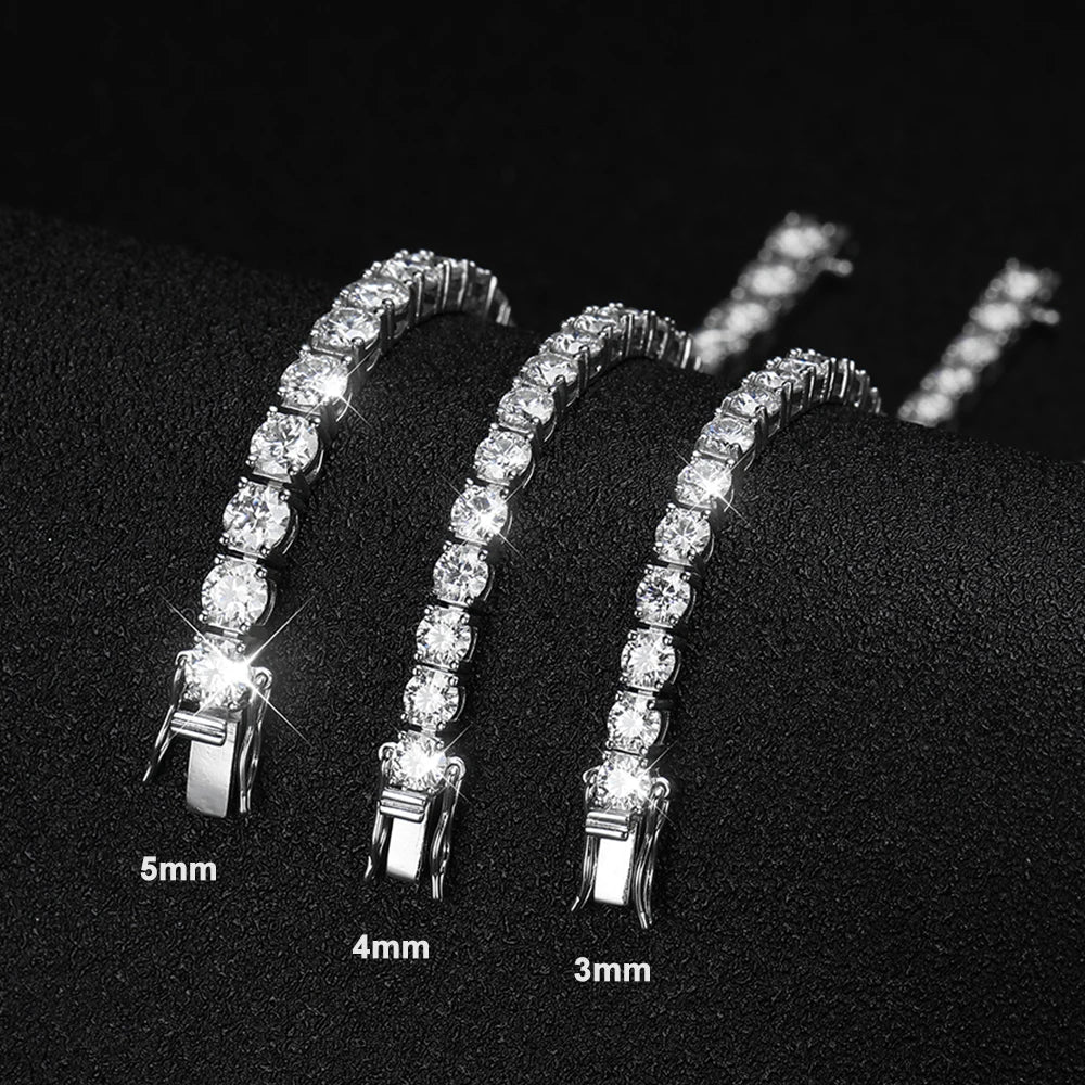 3mm 4mm Moissanite Tennis Bracelet Full Diamond GRA 925 Silver Plated 18k Wedding Party Jewelry Bracelets for Women Man