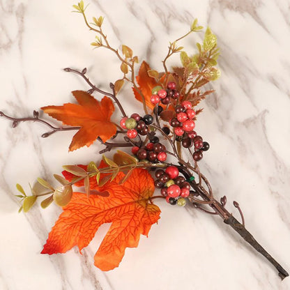 Artificial Maple Leaves Branch Fake Fall Leaves Stems Plants Outdoor Home Decor Outdoor Artificial Flower Halloween Decor