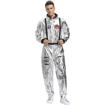 Halloween Christmas Silver Spaceman Men Women Space Suit Adult Children Astronaut Costume Family Party Dress Up Birthday Gift