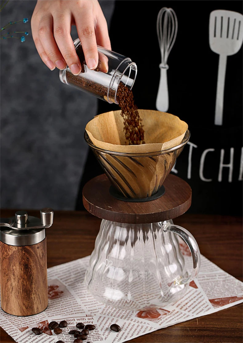 Portable Stainless Steel Manual Coffee Grinder Wood Grain Hand Coffee Bean Mill Espresso Coffee Maker with Ceramic Burrs