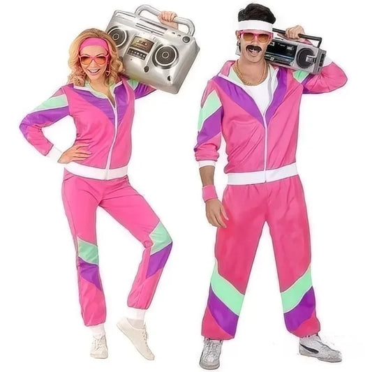 Halloween Costumes 70s Retro Disco Couple Sportswear, Party Stage Performance Costumes