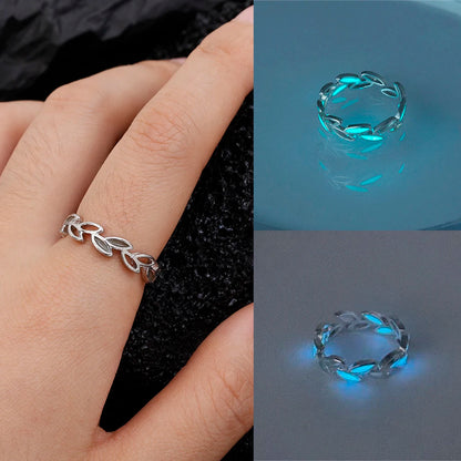 Fashion Luminous Light Ring for Women Men Adjustable Finger Glow in Dark Silver Color Green Blue Light Ring Jewelry Lover Gift