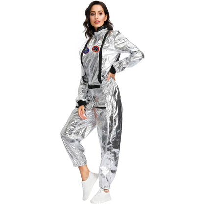 Halloween Christmas Silver Spaceman Men Women Space Suit Adult Children Astronaut Costume Family Party Dress Up Birthday Gift