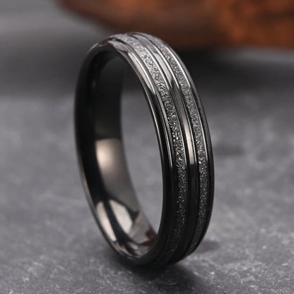 6mm Golden/Black/Silvery Classic Brushed Stainless Steel Ring for Daily Fashion Wear, Comfortable Men's and Women's Rings