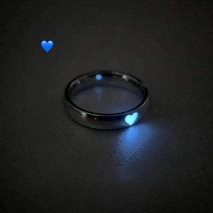 Blue Pink Luminous Ring For Couple Creative Love Heart Index Finger Ring Glowing In The Dark Rings Jewelry Valentine's Day Gift