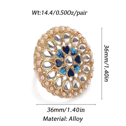 Luxury Zircon Flower Rings - Indian Jewelry for Women, Retro Pearl Finger Ring