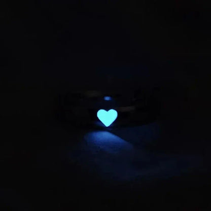 Blue Pink Luminous Ring For Couple Creative Love Heart Index Finger Ring Glowing In The Dark Rings Jewelry Valentine's Day Gift