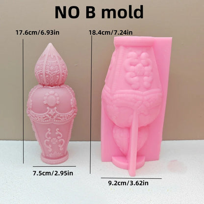 Large Lace Pattern Vase Shape Candle Silicone Mold Gourd Pattern Carved Vase Candle Mold Bottle Candle Mold Christmas Tree Gift