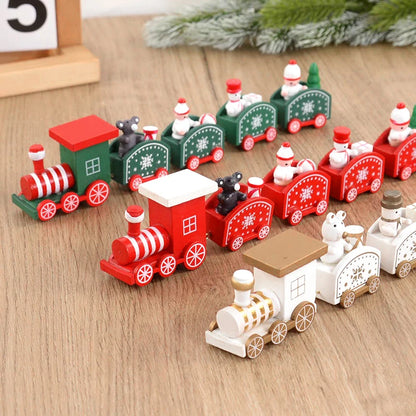 Christmas Wooden Train Merry Christmas Decorations for Home Xmas Tree Ornament Kids Gift Happy New Year