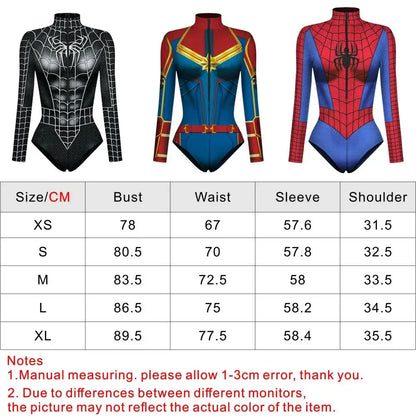 Spiderman Captain Superhero Swimsuit for Women Men 3D Print Long Sleeve Swim Bodysuit Cosplay Jumpsuit Halloween Carnival Outfit