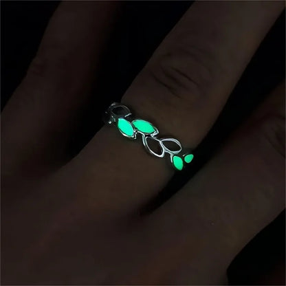 Fashion Luminous Light Ring for Women Men Adjustable Finger Glow in Dark Silver Color Green Blue Light Ring Jewelry Lover Gift