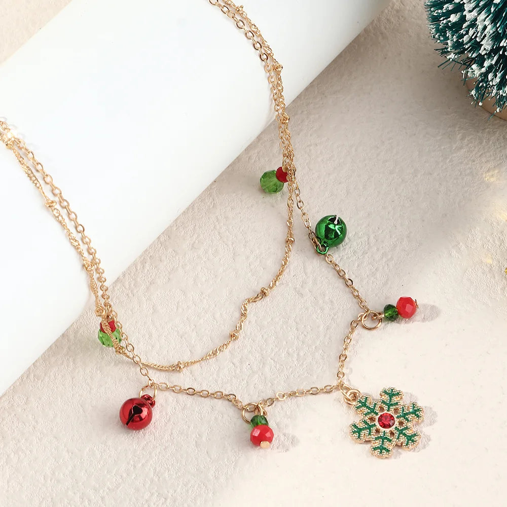 Delicate Colorful Bells Crystal Christmas Tree Pendant Necklace For Women Men Fashion Xmas Clavicle Collier Party Gift Jewelry