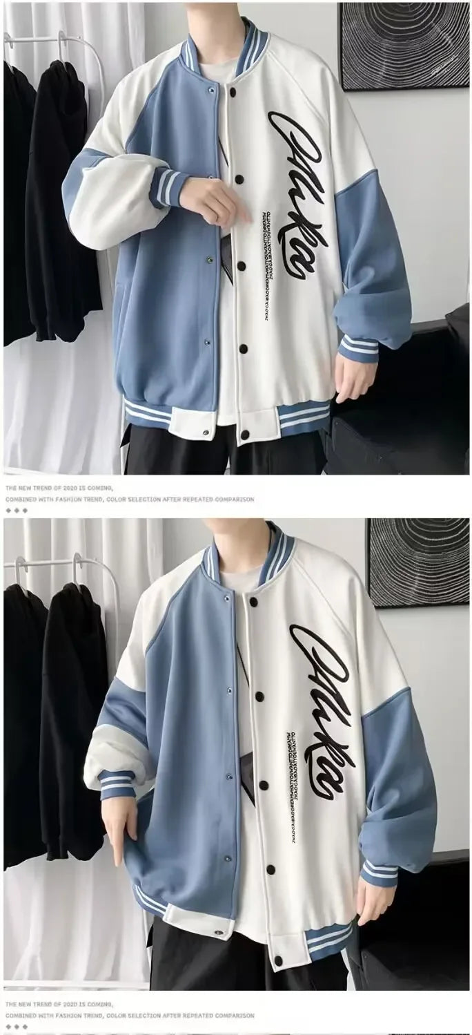 American Style Casual Versatile Jacket Trendy Color Block Design Sensibility Baseball Uniform Men Women Spring Autumn Season