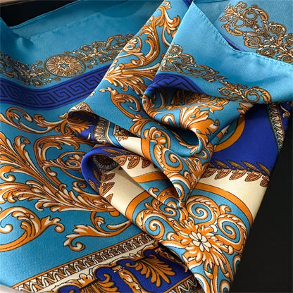 2024 New Fashion 70X70cmPrinted Women's Scarf Pashmina Silk Scarf Square Shawl Decorative Headband Neck Luxury Design Bandana