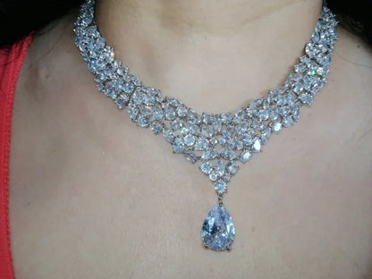 Luxury Bridal Jewelry Sets, Brilliant Cubic Zirconia, Wedding Necklace